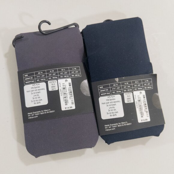 INC Internation Concepts Tights Size Small S/M Grey + Navy Nylon Spandex 2 Pack - Picture 2 of 2